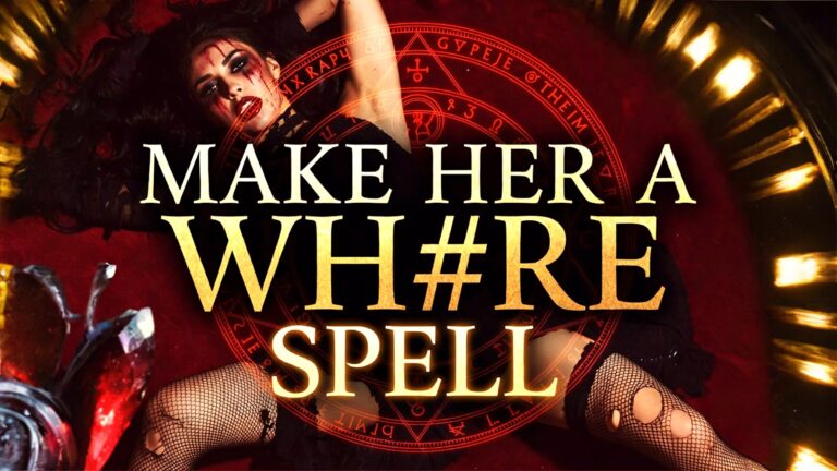 Powerful spell ritual to awaken bold feminine energy and uninhibited desire. Dark red and black magical aesthetic with mystical symbols, seductive visual style, and dominant emotional intensity. Designed for those seeking transformation, release of inhibition, and empowered sensual expression through custom spellwork.